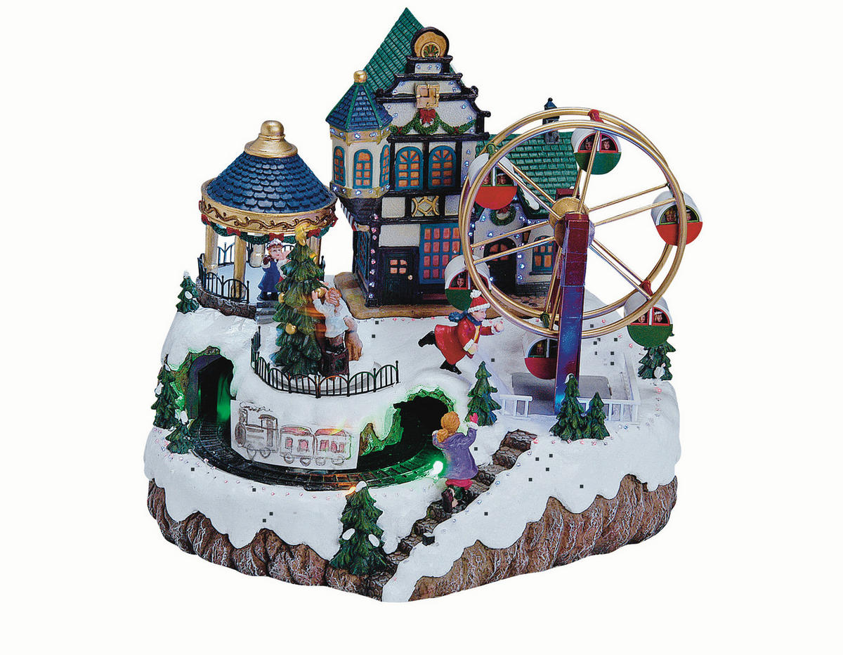 SPIELUHR WEIHNACHTSMARKT - Blau/Weiß, Basics, Kunststoff (34/26/29cm)