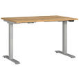 SCHREIBTISCH 120/80/72-118 cm  in Silberfarben, Eichefarben  - Eichefarben/Silberfarben, MODERN, Holzwerkstoff/Metall (120/80/72-118cm) - Novel