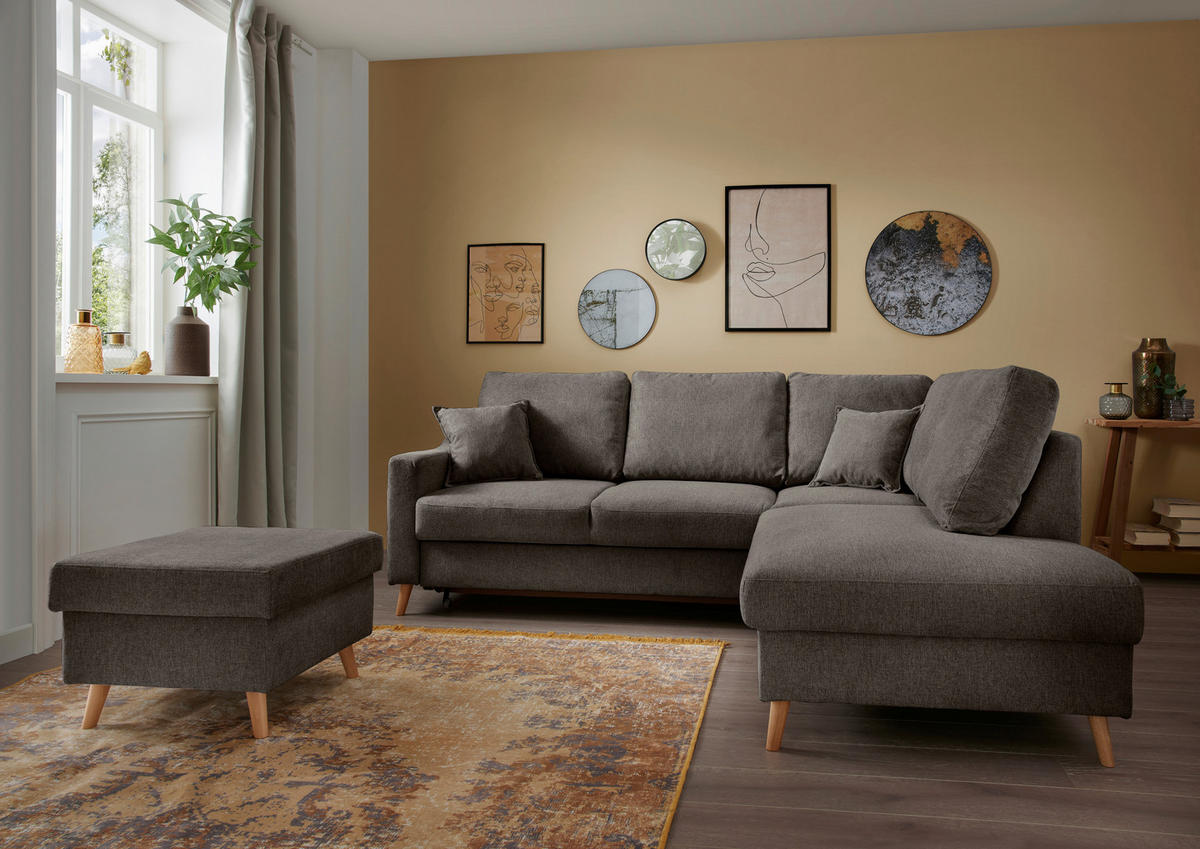 HOCKER in Textil Braun  - Naturfarben/Braun, KONVENTIONELL, Holz/Textil (61/43/61cm) - P & B
