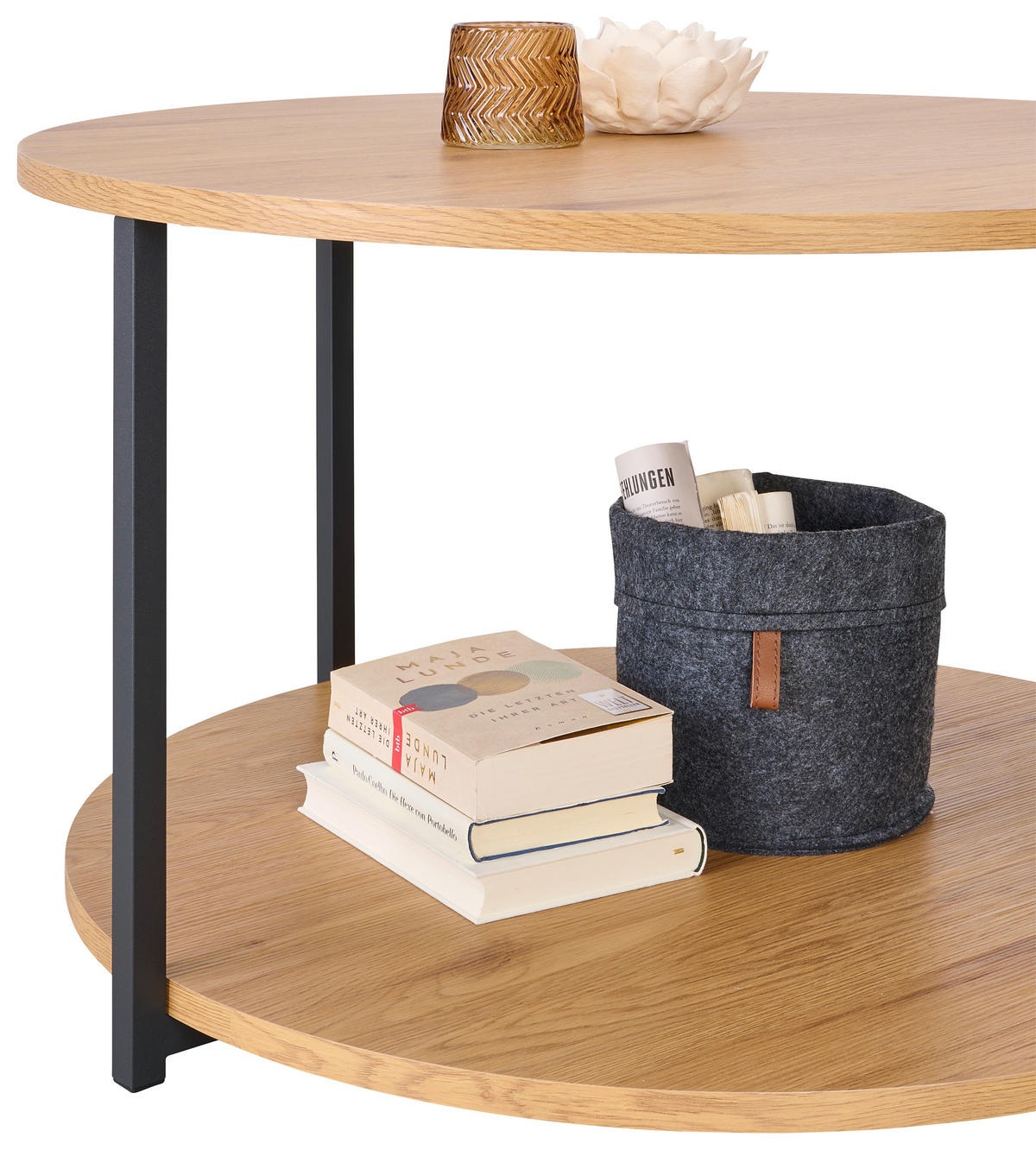 KLUBSKA MIZA, črna, barve hrasta  - črna/barve hrasta, Moderno, kovina/leseni material (80/80/45cm) - Boxxx