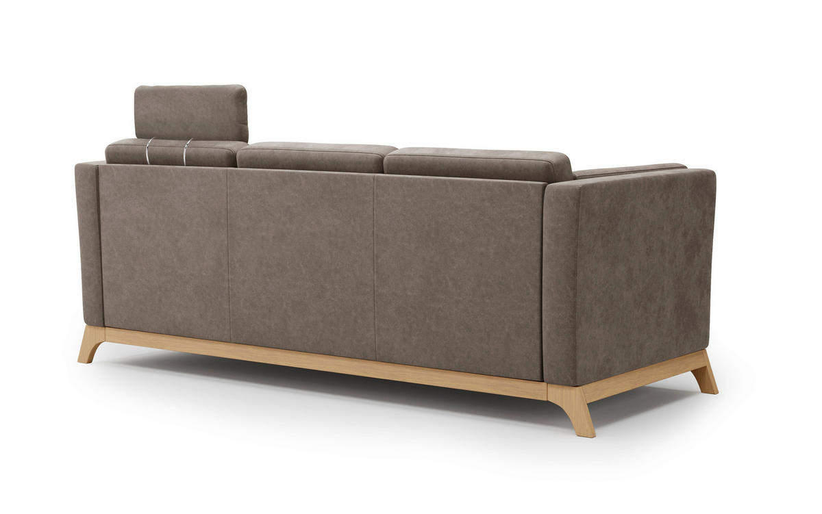 3-SITZER-SOFA in Mikrofaser Braun  - Eichefarben/Braun, KONVENTIONELL, Holz/Textil (213/84/93cm) - Sit & More