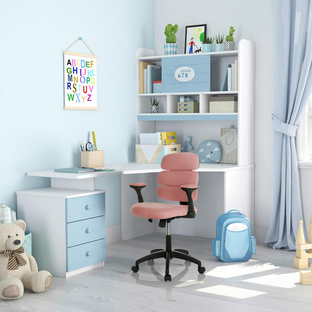OTOČNÁ ŽIDLE PRO MLÁDEŽ, růžová - růžová/černá, Basics, textil/plast (62/86-97/62cm) - MID.YOU