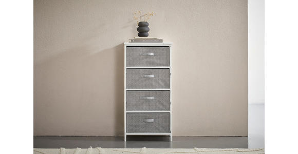 KOMMODE , 46/94/30 cm, 4 Schublade(n)  - Weiß/Grau, Basics, Karton/Holz (46/94/30cm) - Carryhome