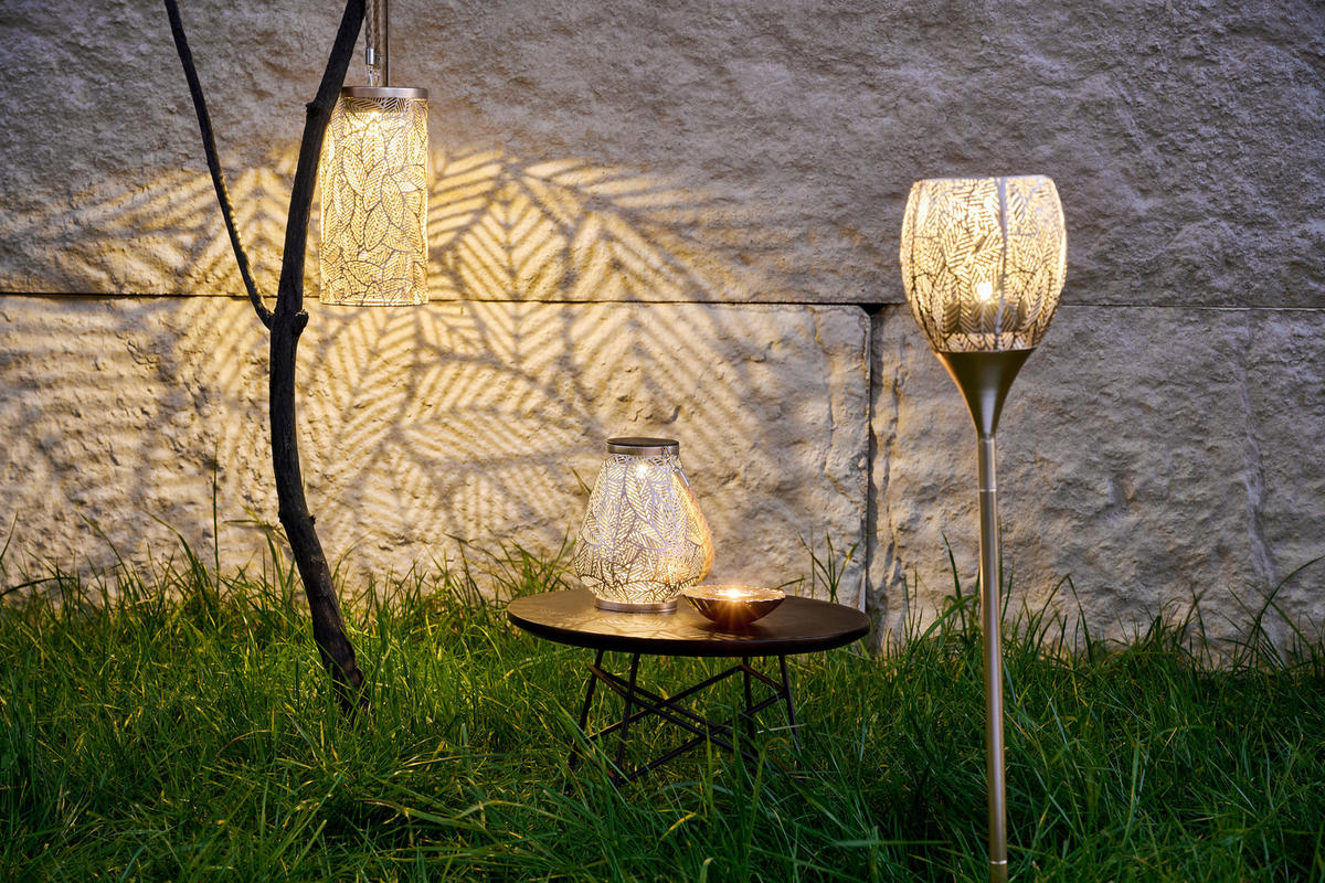 SOLÁRNÍ SVÍTIDLO, 12/24 cm - černá/šampaňská, Lifestyle, kov/textil (12/24cm) - Ambia Garden