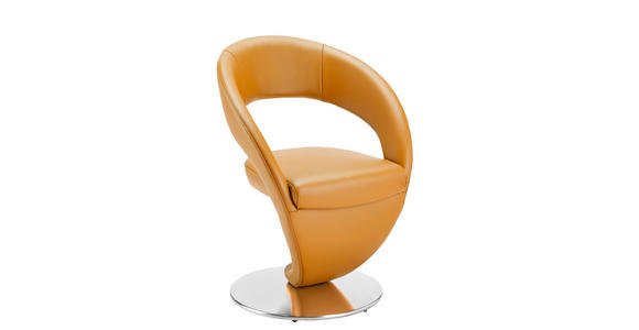 STUHL  Lederauswahl, Stoffauswahl, Typenauswahl  Echtleder  - Edelstahlfarben/Orange, Design, Leder/Metall (62/86/61cm) - Moderano