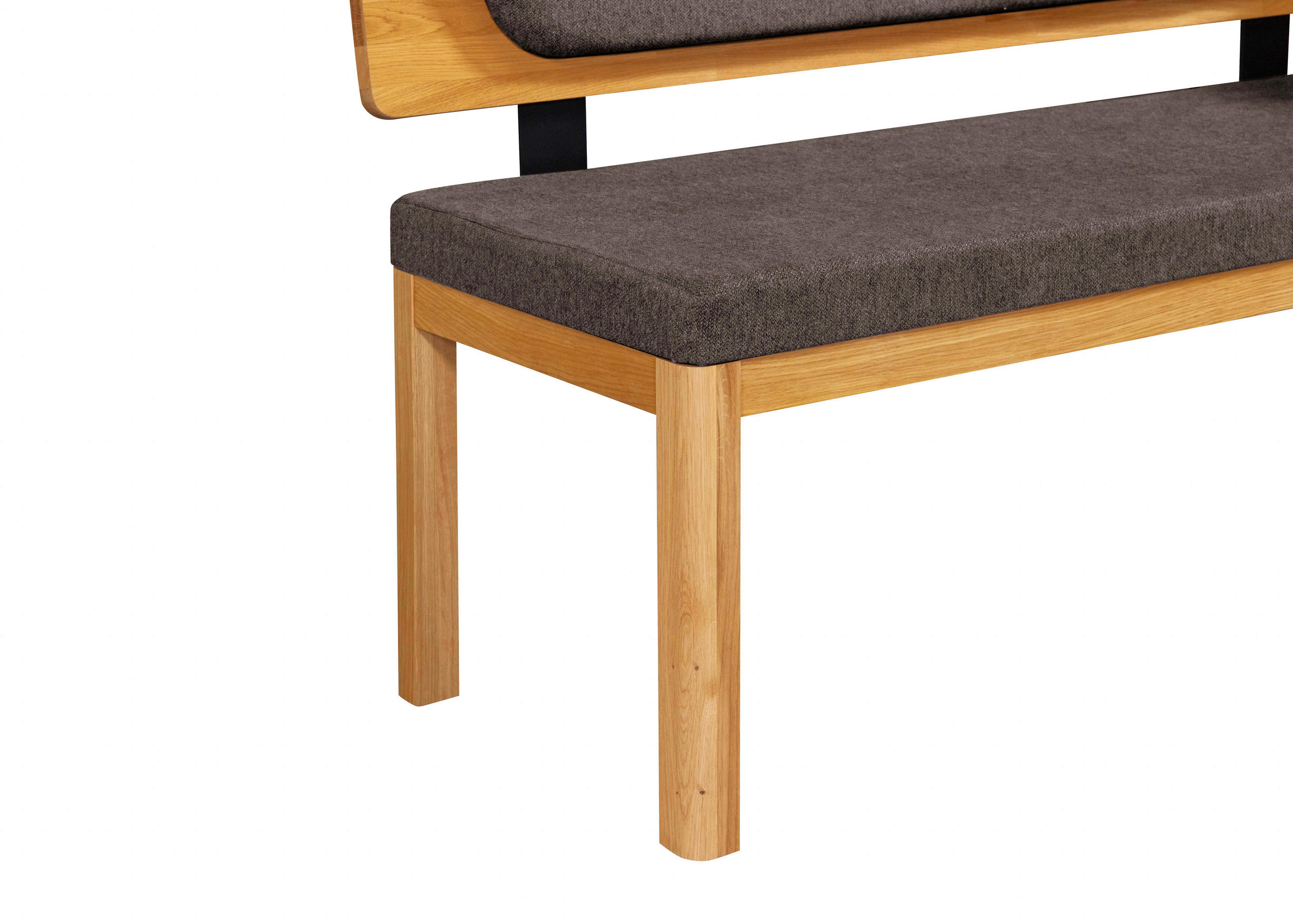 ECKBANK 195/155 cm Webstoff Braun, Eichefarben Eiche vollmassiv   - Eichefarben/Braun, KONVENTIONELL, Holz/Textil (195/155cm) - Linea Natura