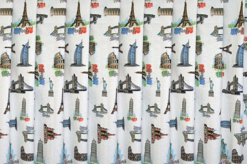MATERIAL TEXTIL DECORATIV obscuritate  - maro/albastru, Basics, textil (140cm)