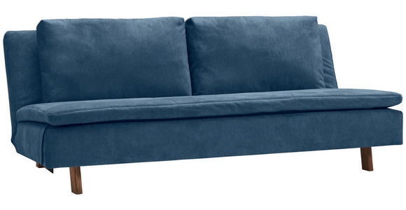 SCHLAFSOFA Flachgewebe Blau  - Blau/Eichefarben, KONVENTIONELL, Holz/Textil (205/85/98cm) - Carryhome