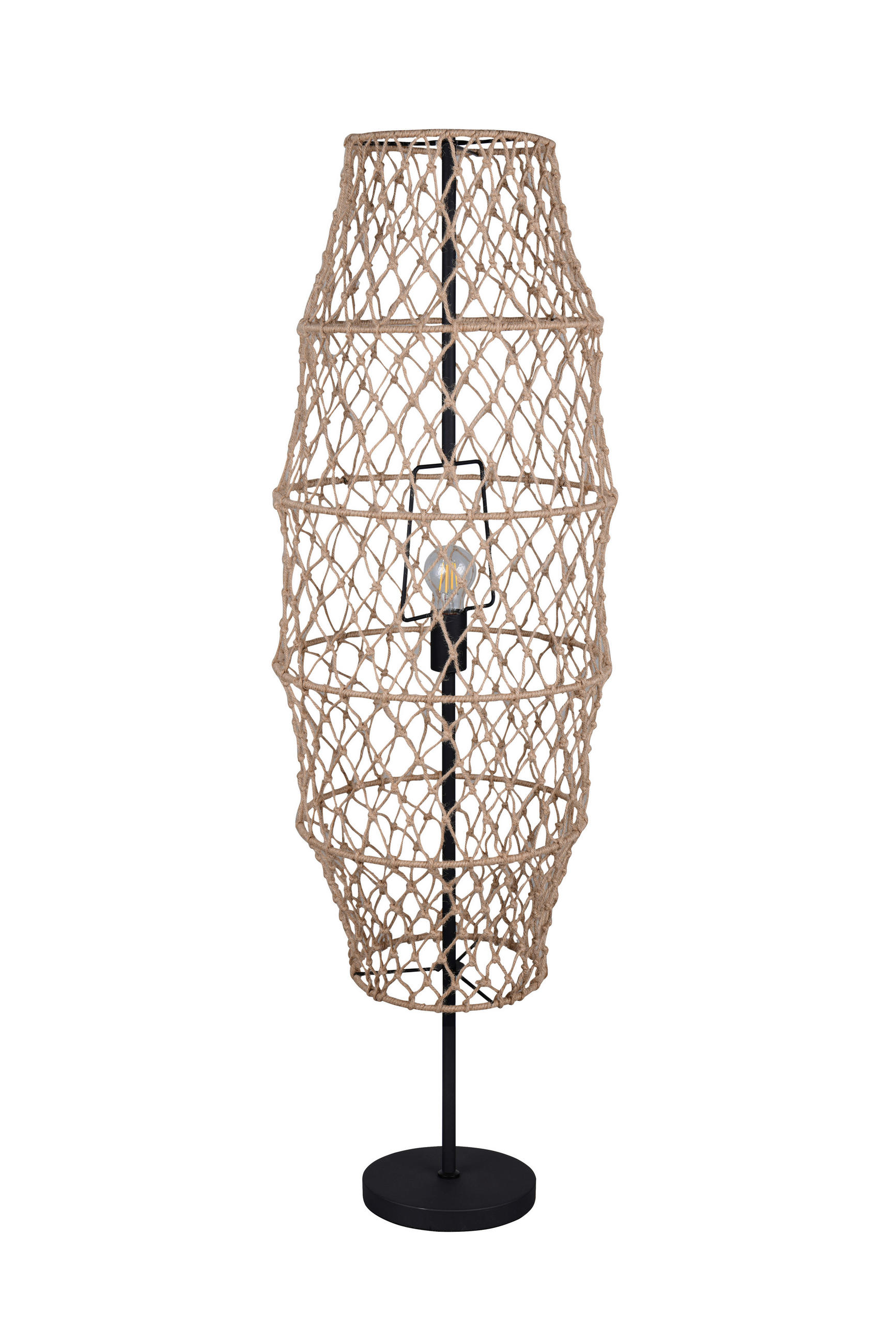 STEHLEUCHTE - Schwarz/Naturfarben, Natur, Textil/Metall (38/120cm)