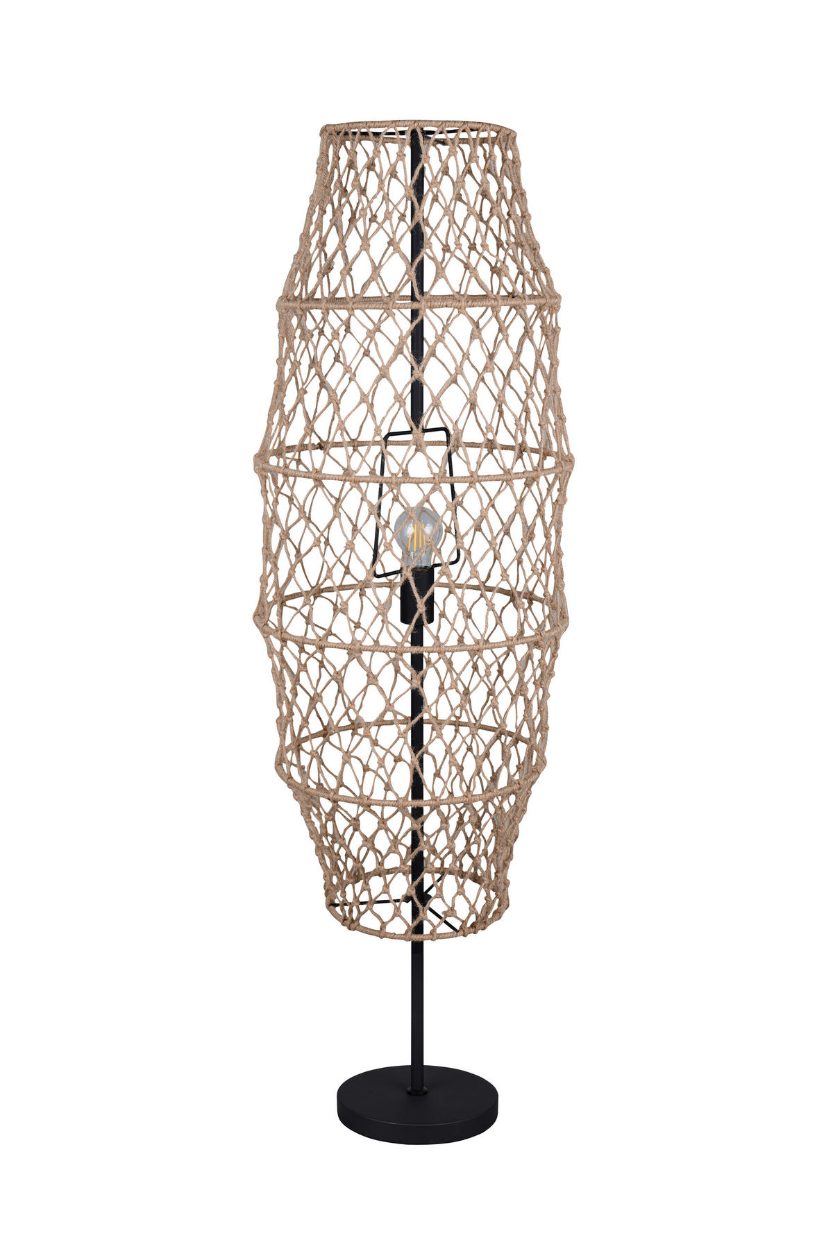 STEHLEUCHTE Skandinavisch 38/120 cm  - Schwarz/Naturfarben, Natur, Textil/Metall (38/120cm)