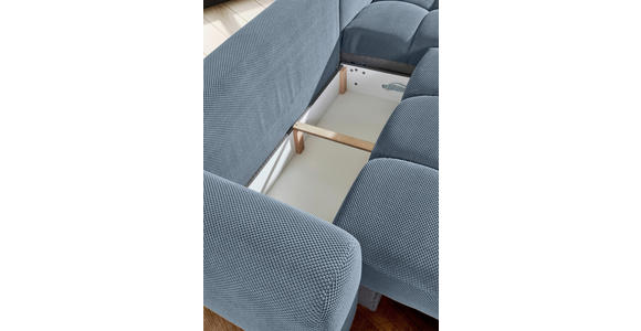 ECKSOFA Blau Flachgewebe  - Blau/Schwarz, KONVENTIONELL, Kunststoff/Textil (274/174cm) - Carryhome