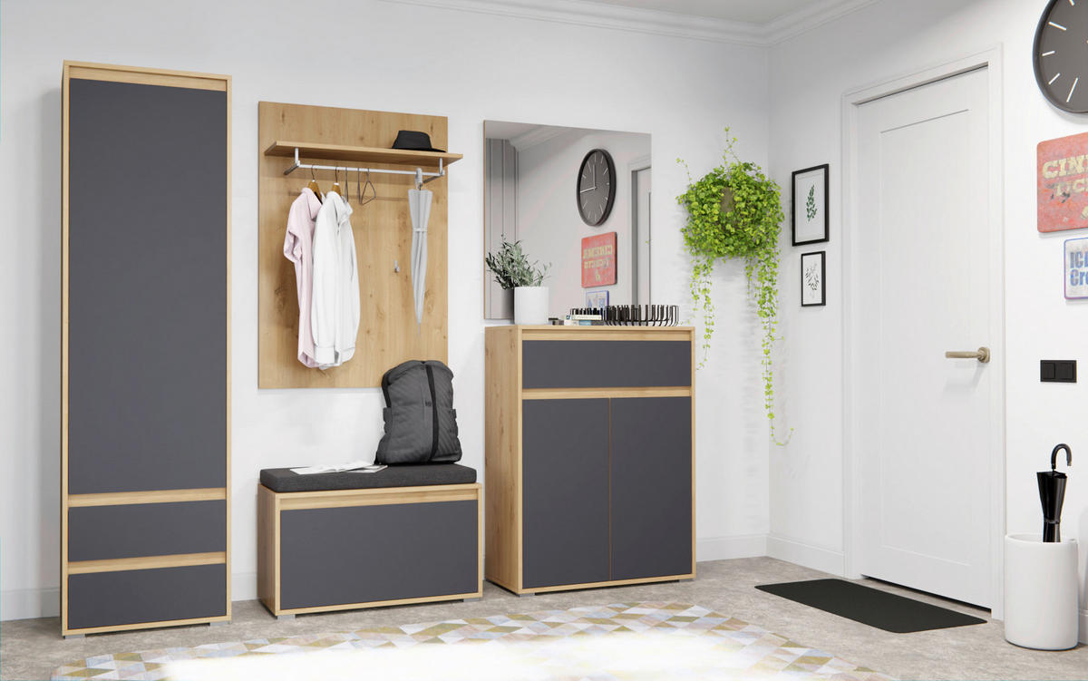 GARDEROBENSCHRANK  in 54/190/35 cm  - Eiche Artisan/Grau, MODERN, Holzwerkstoff (54/190/35cm) - MID.YOU