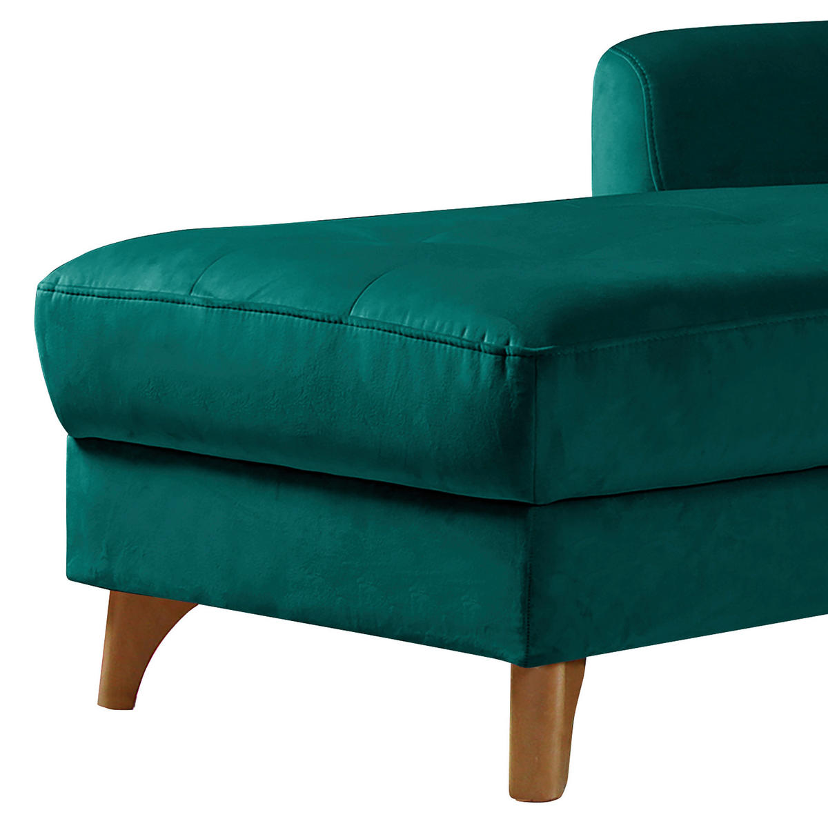 ECKSOFA Petrol Samt Bettkasten, Schlaffunktion, Liegefläche im Originalstoff  - Buchefarben/Petrol, Design, Holz/Textil (168/238cm) - Livetastic