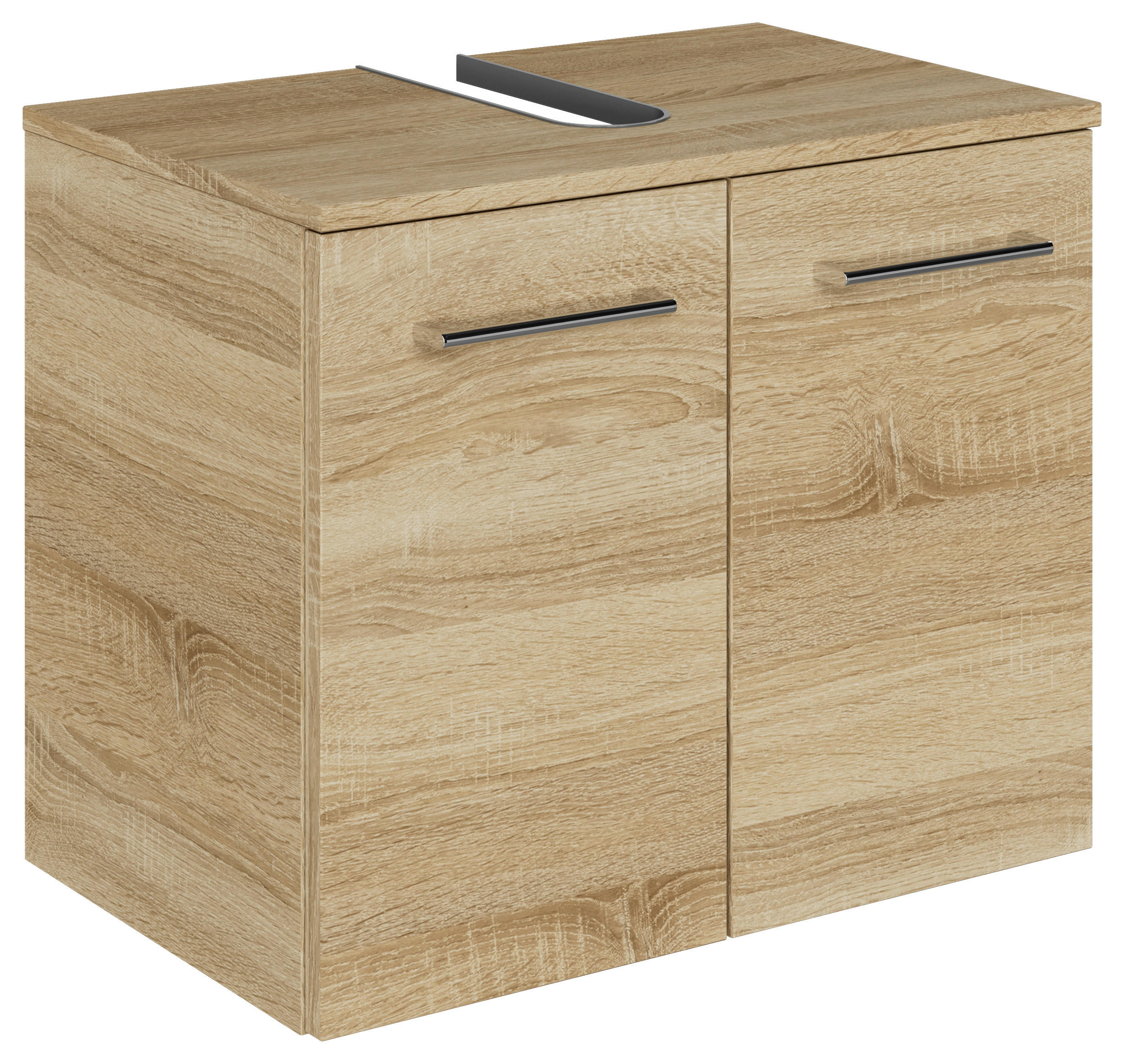 WASCHBECKENUNTERSCHRANK 60/49,8/38,3 cm  - Chromfarben/Eiche Bianco, KONVENTIONELL, Holzwerkstoff/Metall (60/49,8/38,3cm) - Sadena