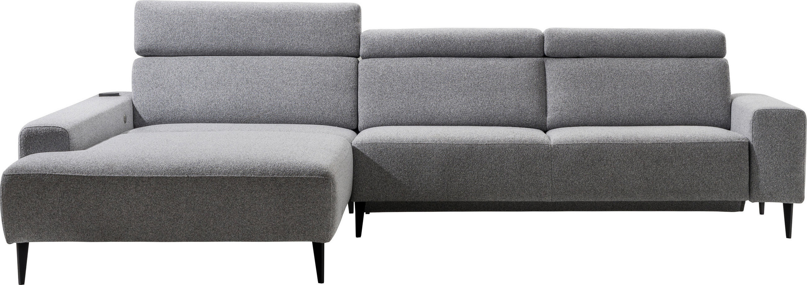 ECKSOFA  in Flachgewebe Grau  205/308 cm  - Schwarz/Grau, Design, Textil/Metall (205/308cm) - Sedda