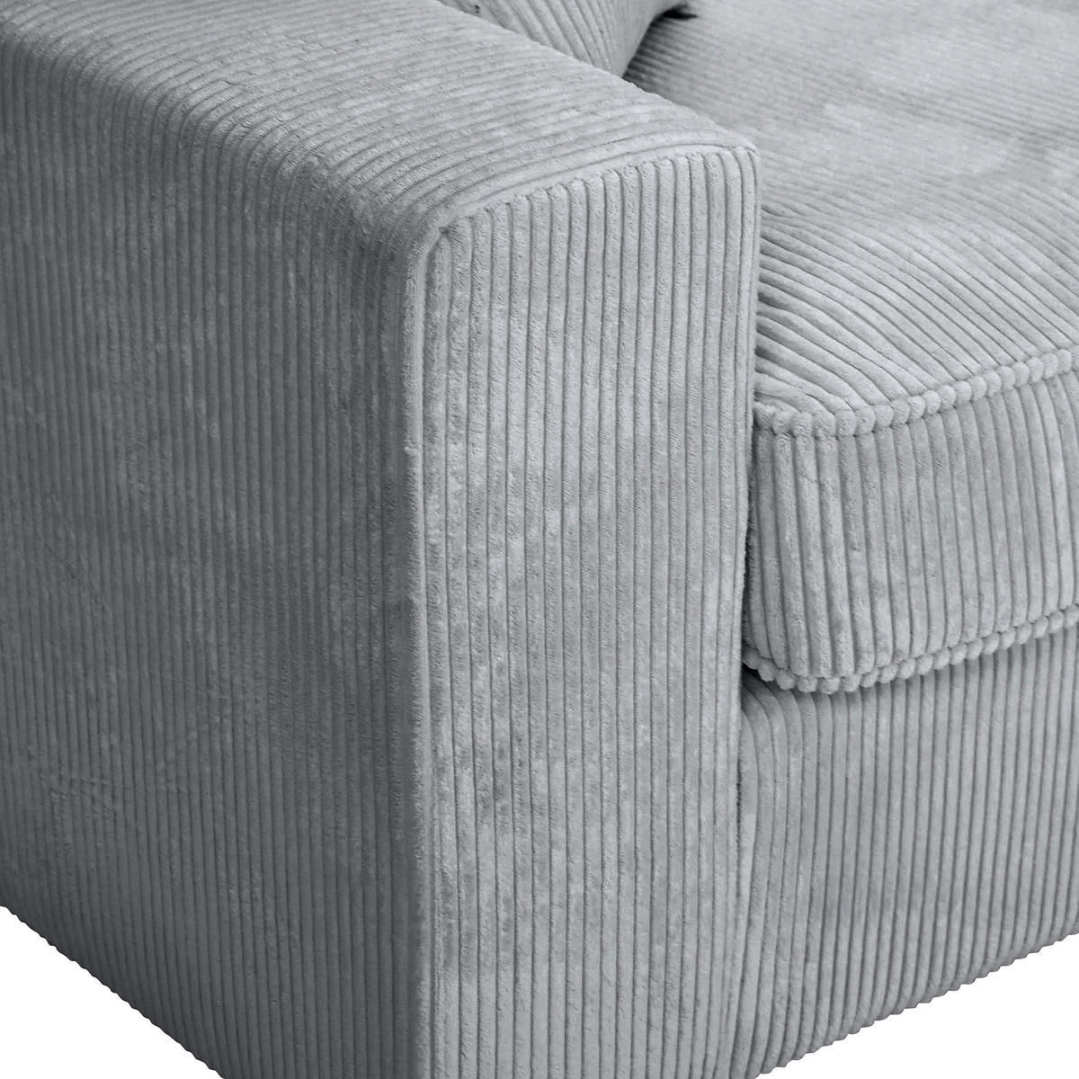 ECKSOFA  in Cord Hellgrau Zierkissen, Rückenkissen, Rücken echt  307/228 cm  - Hellgrau/Schwarz, MODERN, Kunststoff/Textil (307/228cm) - Carryhome
