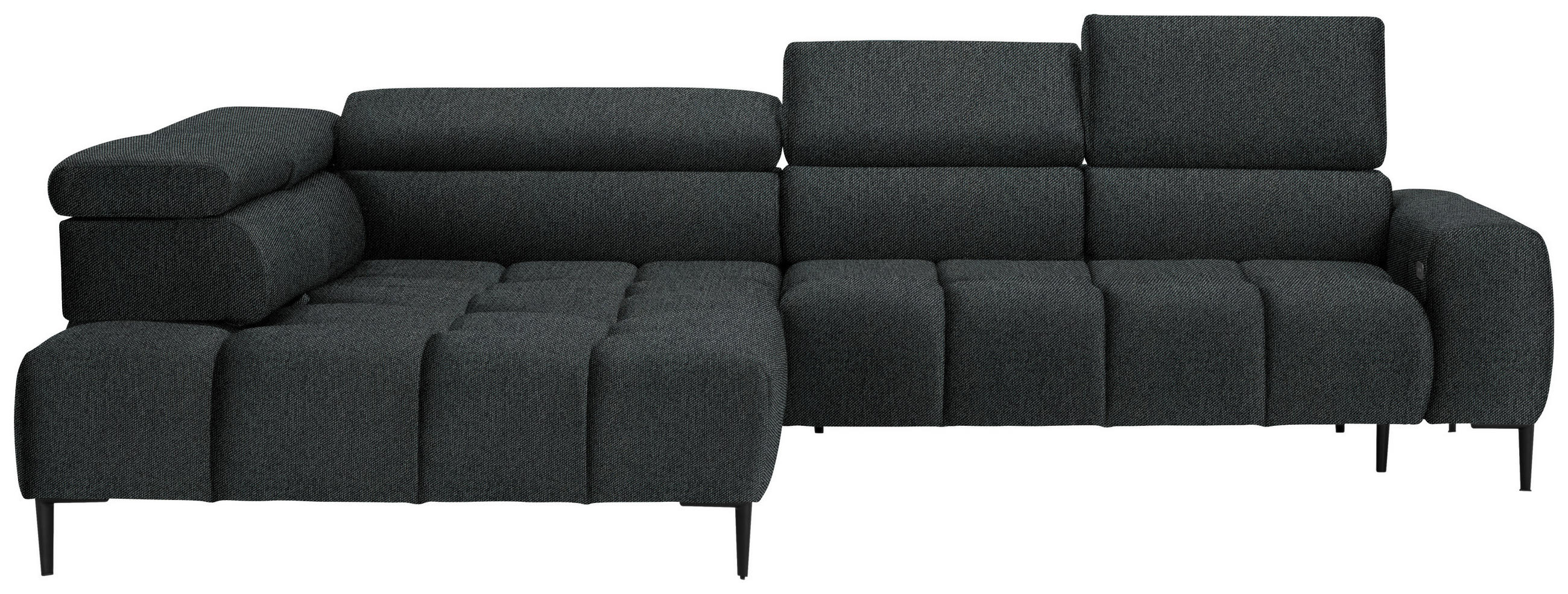 ECKSOFA in Webstoff Graphitfarben  - Schwarz/Graphitfarben, Design, Textil/Metall (216/300cm) - Welnova