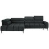 ECKSOFA Graphitfarben Webstoff  - Schwarz/Graphitfarben, Design, Textil/Metall (216/300cm) - Welnova