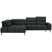 ECKSOFA in Webstoff Graphitfarben  - Schwarz/Graphitfarben, Design, Textil/Metall (216/300cm) - Welnova