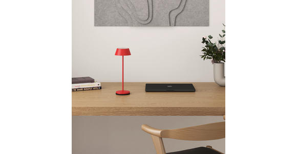 AKKU-TISCHLEUCHTE 11/30 cm  - Rot/Schwarz, Trend, Kunststoff/Metall (11/30cm) - Novel