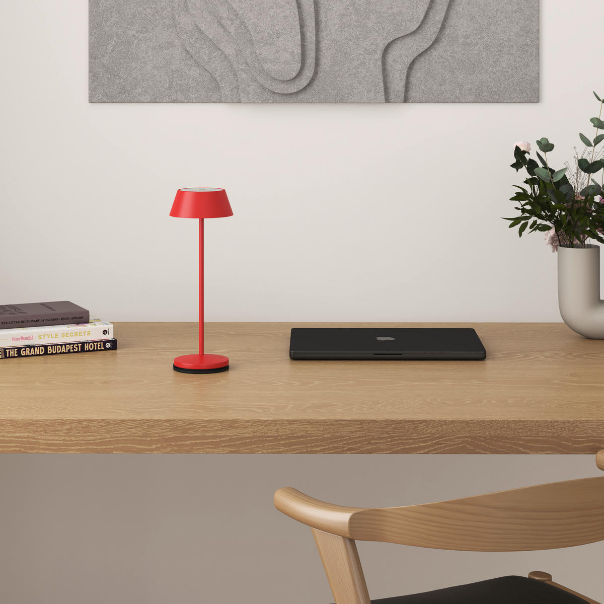 AKKU-TISCHLEUCHTE 11/30 cm  - Rot/Schwarz, Trend, Kunststoff/Metall (11/30cm) - Novel