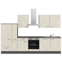 KÜCHENBLOCK 330 cm   in Weiß, Schieferfarben  - Schieferfarben/Edelstahlfarben, MODERN, Holzwerkstoff/Metall (330cm) - Nobilia