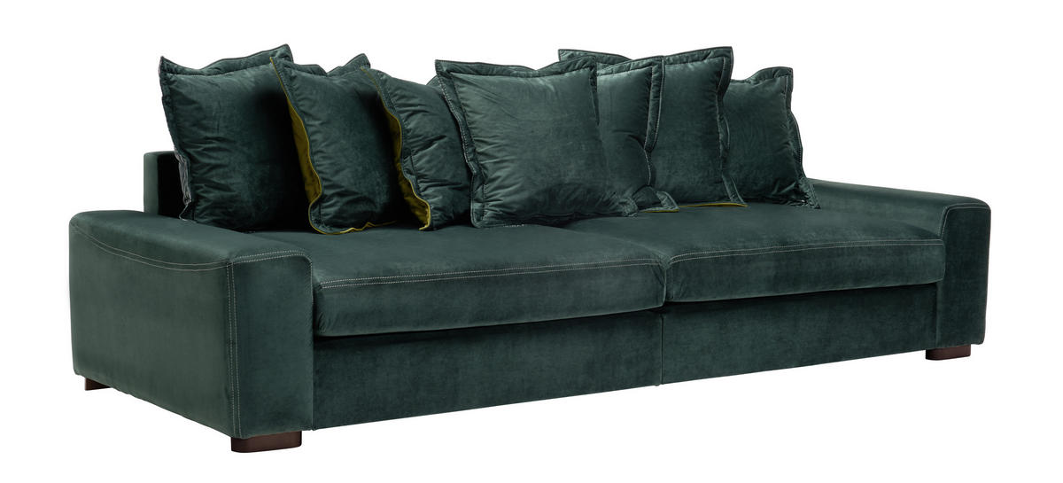 BIGSOFA Velours Dunkelgrün  - Wengefarben/Dunkelgrün, LIFESTYLE, Holz/Textil (289/90/115cm) - Carryhome