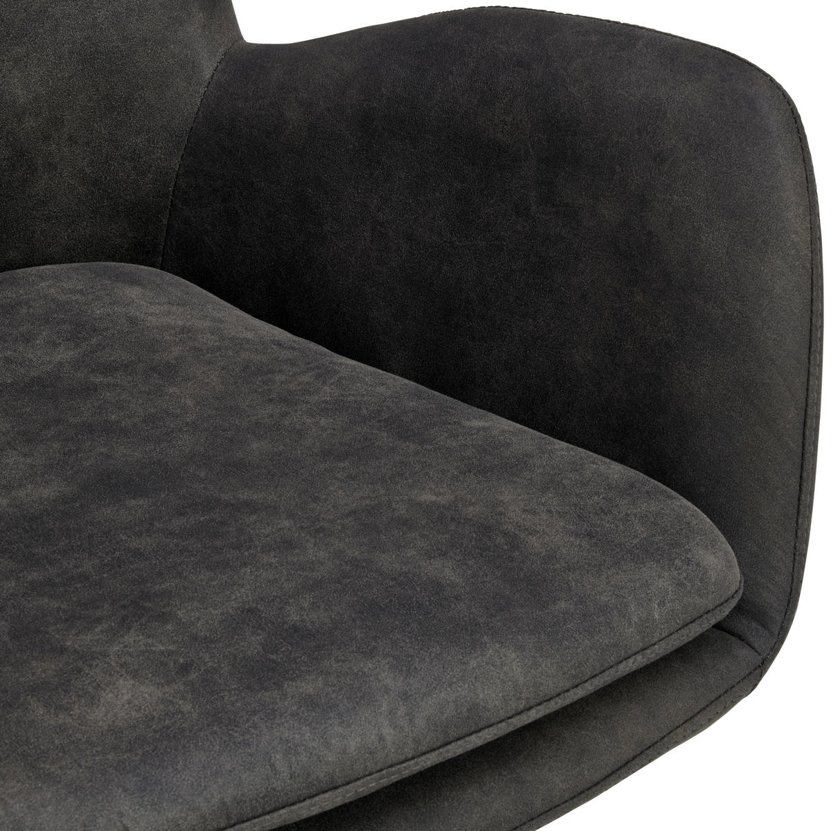 ARMLEHNSTUHL  Sitzfläche 360° drehbar, inklusive Armlehnen Webstoff  - Schwarz/Grau, Basics, Textil/Metall (60.5/88/62cm) - MID.YOU