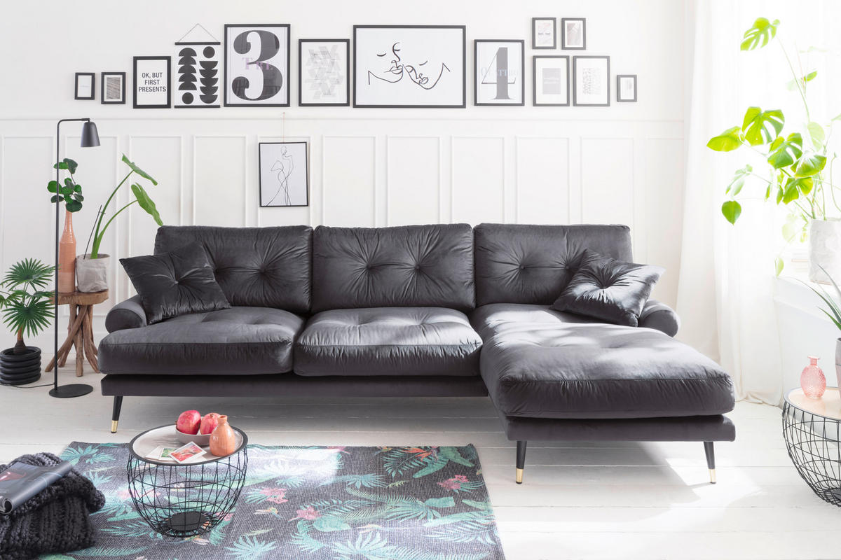 ECKSOFA Eckteil  TOKIO-2S.REC Grün Samt  - Grün, MODERN, Holz/Textil (275/157cm) - MID.YOU