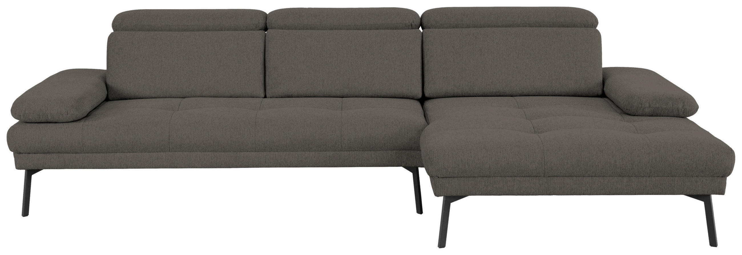 ECKSOFA Ottomane rechts, Eckteil  More_LZ Anthrazit Webstoff  - Anthrazit/Schwarz, Design, Textil/Metall (296/188cm) - Xora