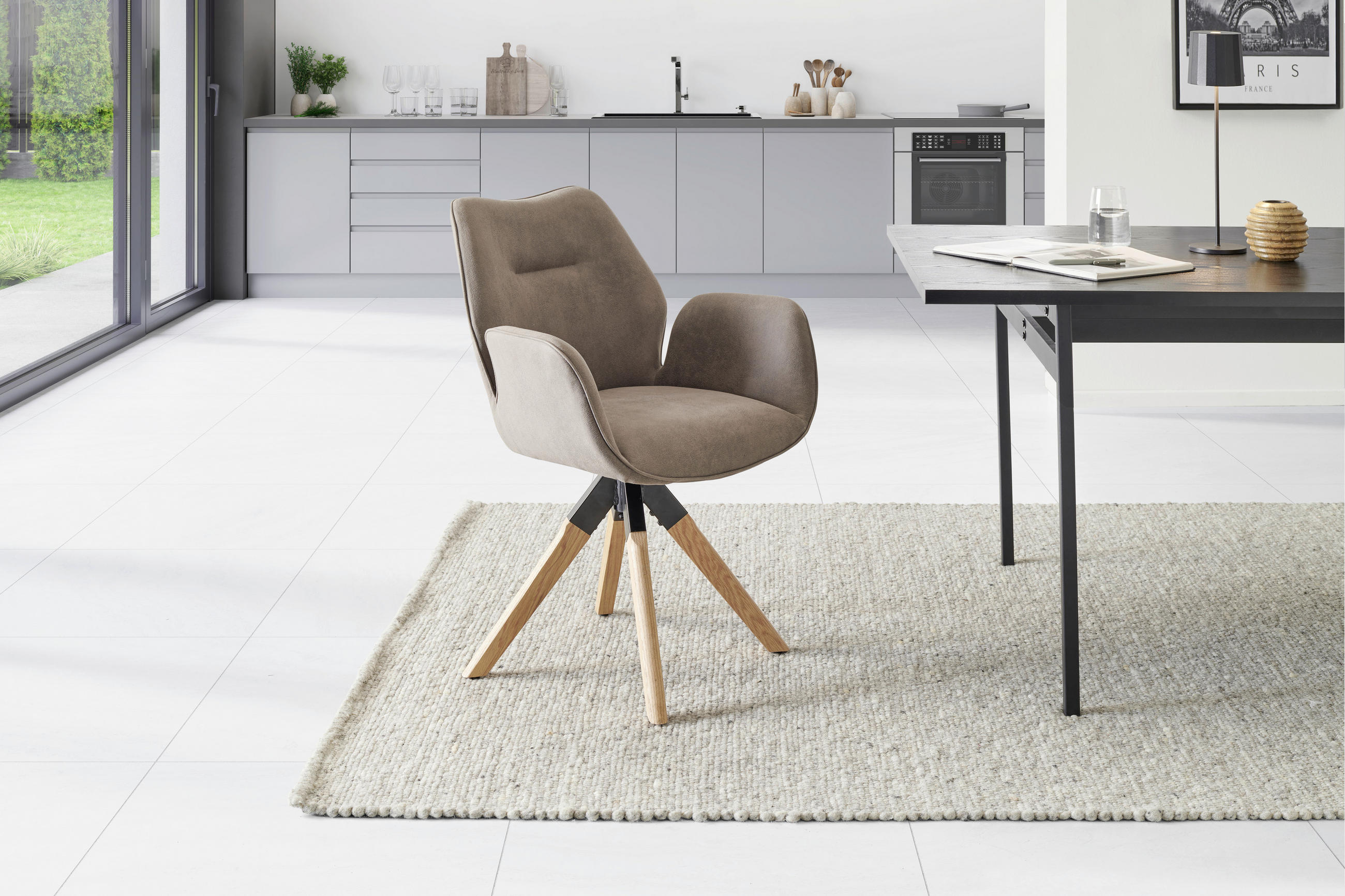 ARMLEHNSTUHL in Holz, Textil Braun, Naturfarben  - Braun/Naturfarben, MODERN, Holz/Textil (61/86/62cm) - Livetastic