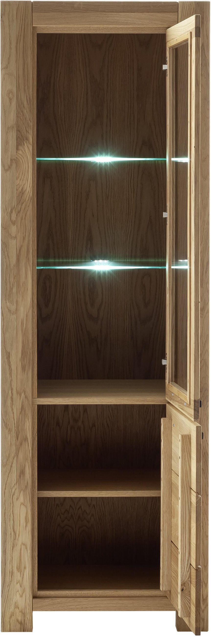 VITRINE  in massiv Wildeiche Wildeiche - Wildeiche/Schwarz, Natur, Glas/Holz (65/199/45cm) - Carryhome