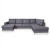 WOHNLANDSCHAFT in Lederlook Grau  - Silberfarben/Schwarz, Design, Leder/Metall (148/303/197cm) - MID.YOU