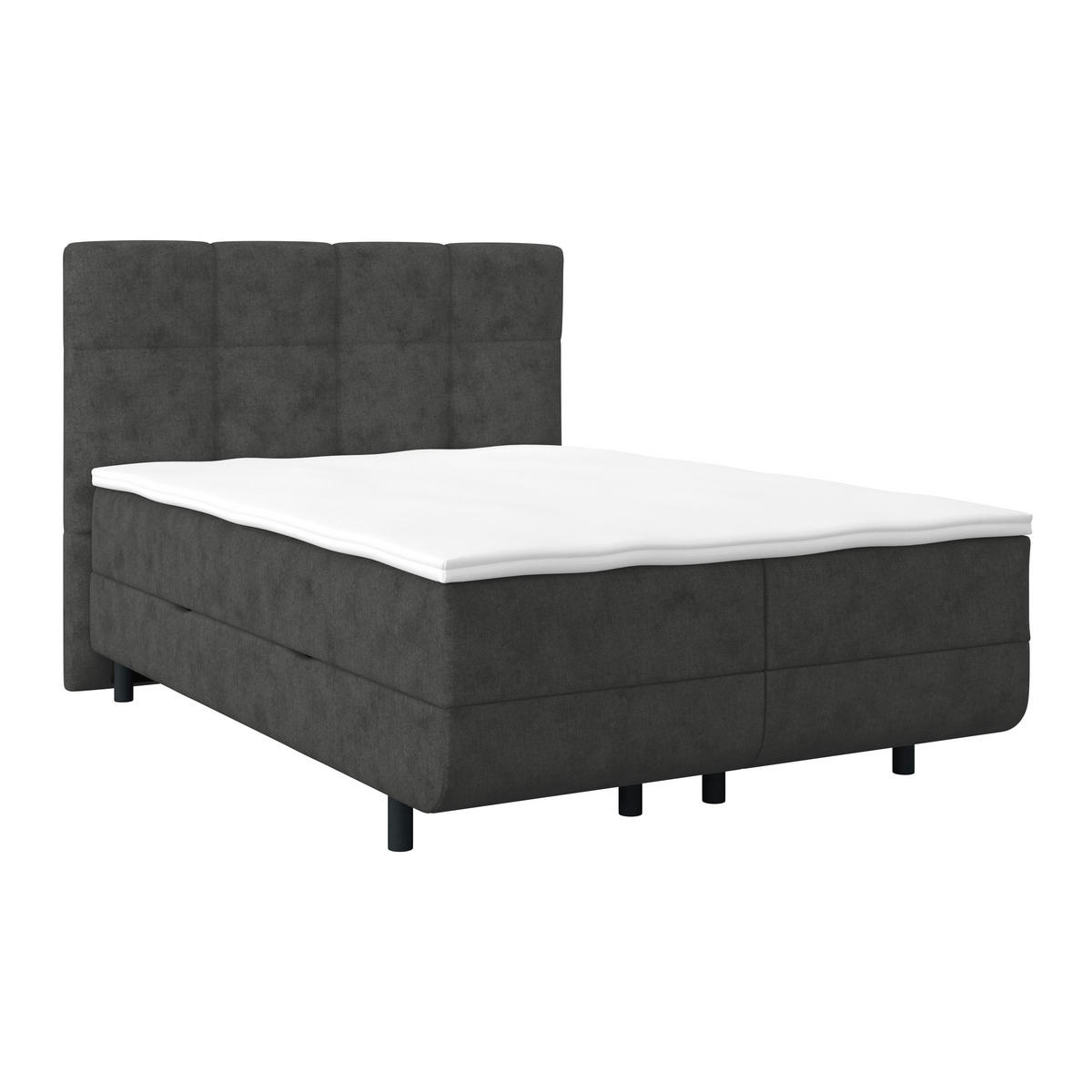 POLSTERBETT Bettkasten, Topper 140/200 cm  in Dunkelgrau  - Dunkelgrau/Schwarz, MODERN, Kunststoff/Textil (140/200cm) - MID.YOU