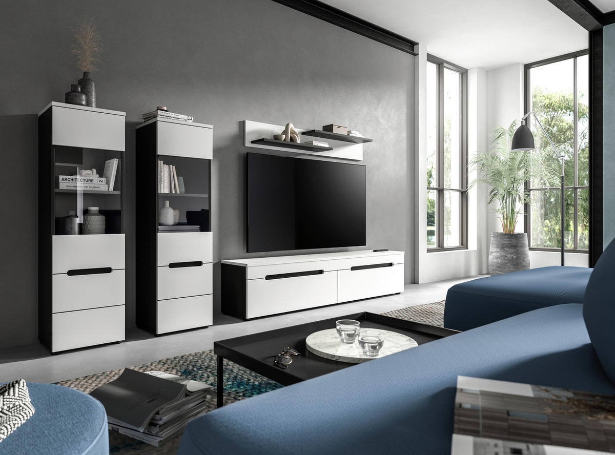 OBÝVACIA STENA biela - čierna/biela, Design, kompozitné drevo/plast (272/141/33cm) - Livetastic