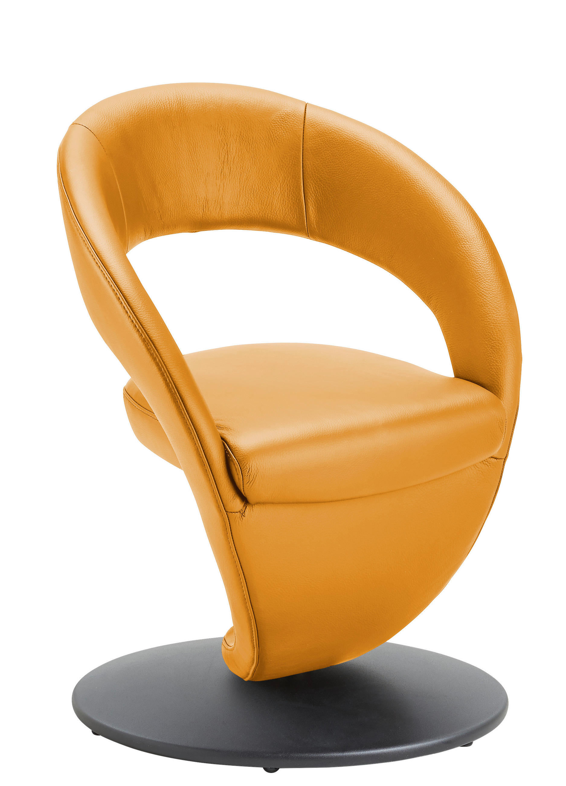 STUHL Echtleder Orange, Schwarz  - Schwarz/Orange, Design, Leder/Metall (62/86/61cm) - Moderano