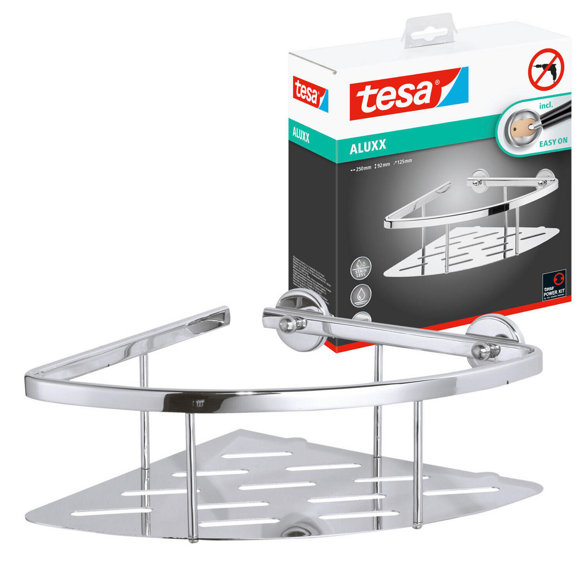 DUSCHABLAGE - Chromfarben, Basics, Metall (25/12,5/19,2cm) - Tesa