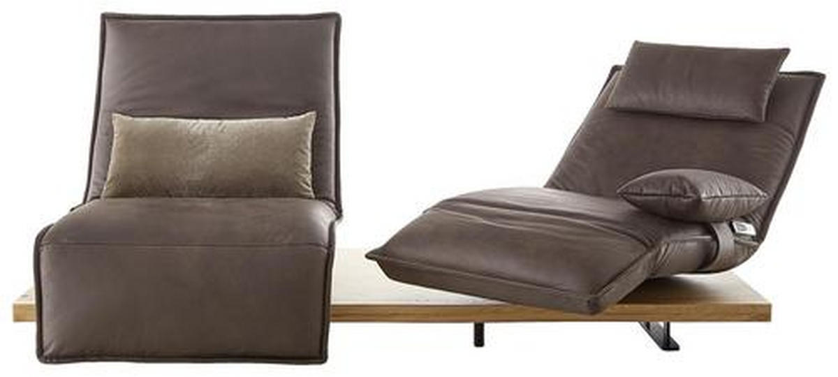 ZWEISITZER-SOFA mit Funktionen Dunkelbraun Echtleder  - Eichefarben/Dunkelbraun, Natur, Leder/Metall (240/63/115cm) - Koinor
