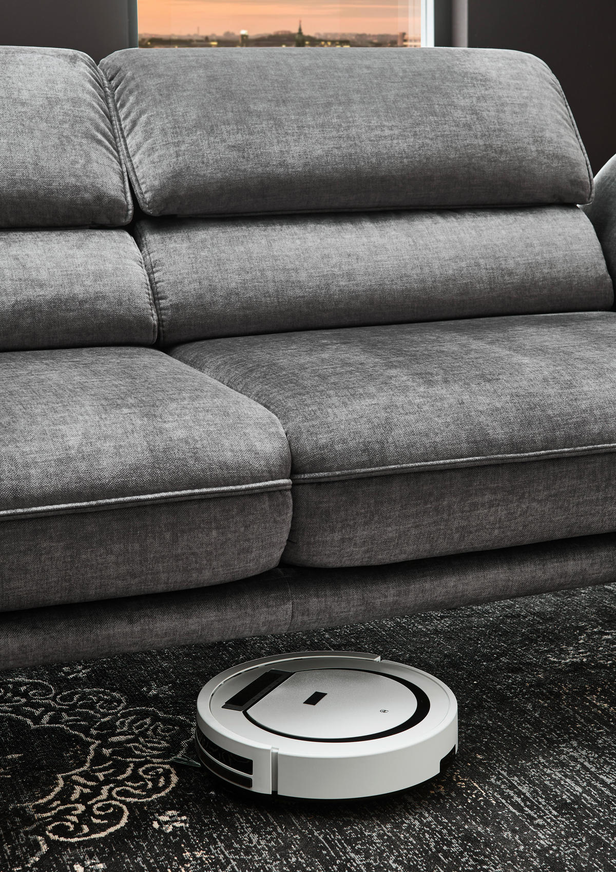 ECKSOFA in Velours Silberfarben  - Silberfarben/Schwarz, Design, Textil/Metall (153/283cm) - Valdera