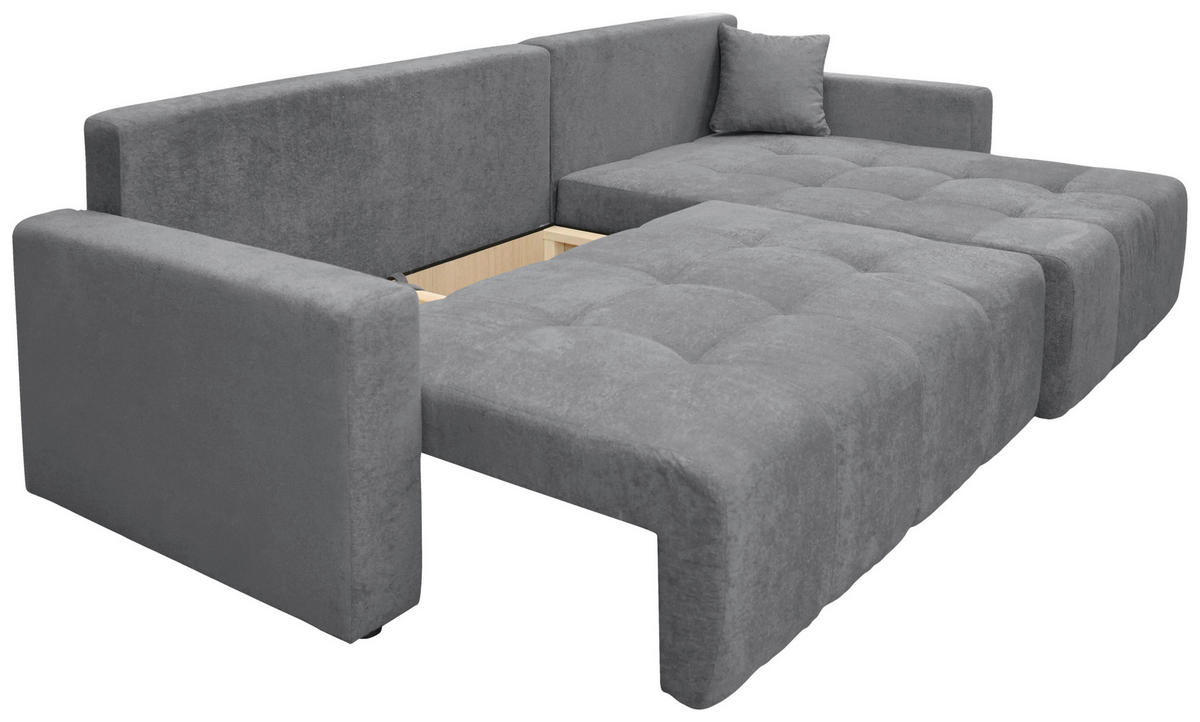 ECKSOFA LAGUNA Grau Frottee  - Schwarz/Grau, Design, Kunststoff/Textil (260/143cm) - MID.YOU