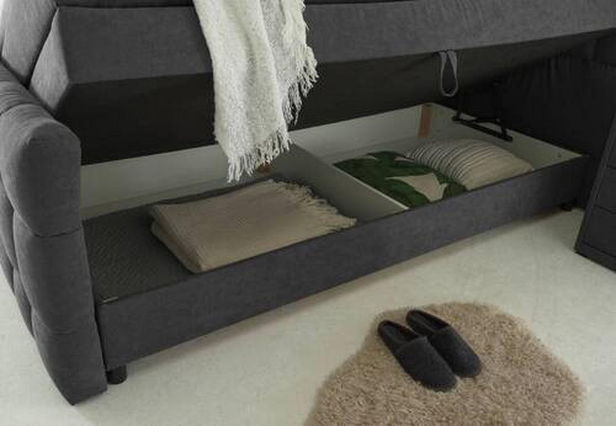 BOXSPRINGBETT 180/200 cm  in Anthrazit  - Anthrazit/Schwarz, MODERN, Holzwerkstoff/Kunststoff (180/200cm) - MID.YOU