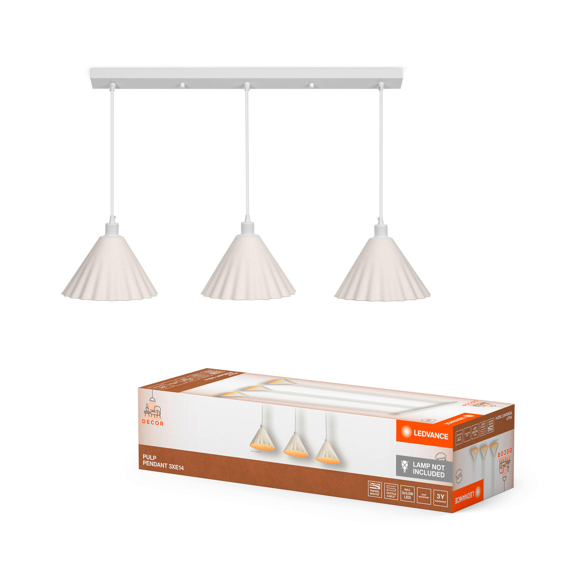 PENDELLEUCHTE 83,8/21,8/172 cm   - Natur, Papier/Metall (83,8/21,8/172cm) - Ledvance