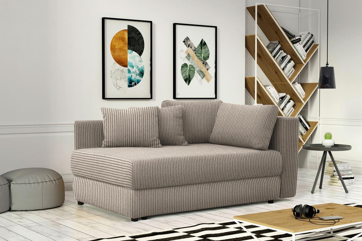 RÉCAMIERE in Cord Taupe  - Taupe/Schwarz, Design, Kunststoff/Textil (171/71-88/93cm) - Cantus