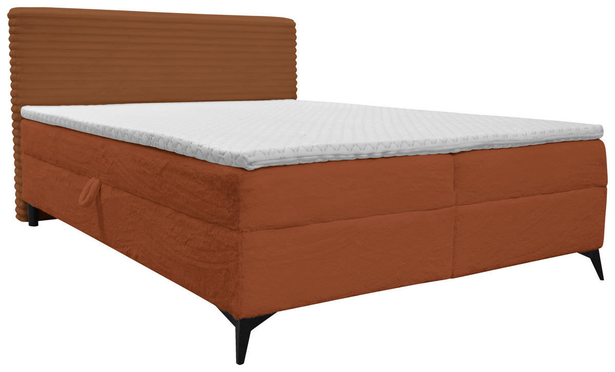 BOXBETT 160/200 cm  Rostfarben  - Rostfarben/Schwarz, Design, Holz/Holzwerkstoff (160/200cm) - Xora