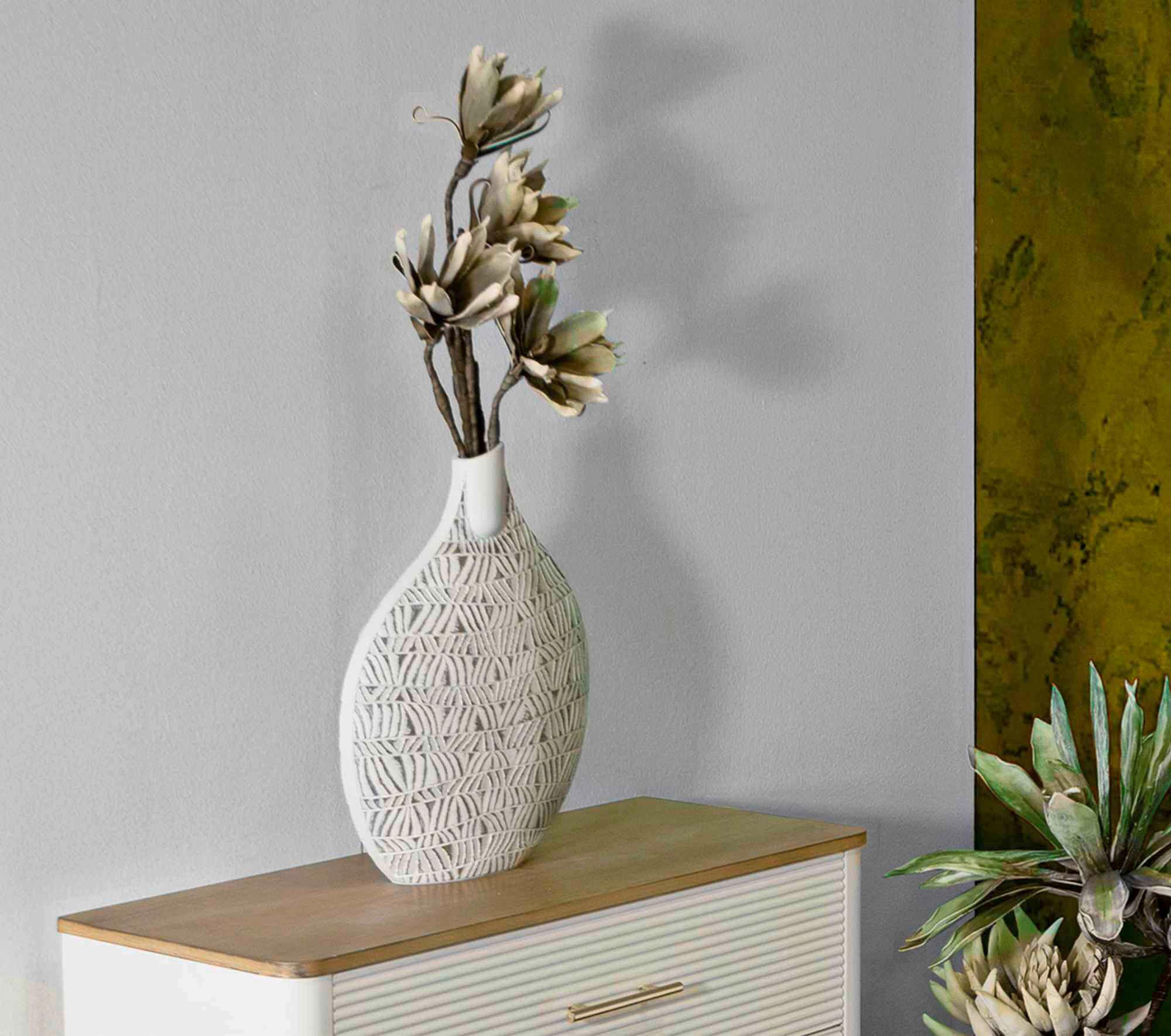 Vase Polyresin Nairobi  - Weiß, Basics, Kunststoff (30.5/46.5/11.5cm)