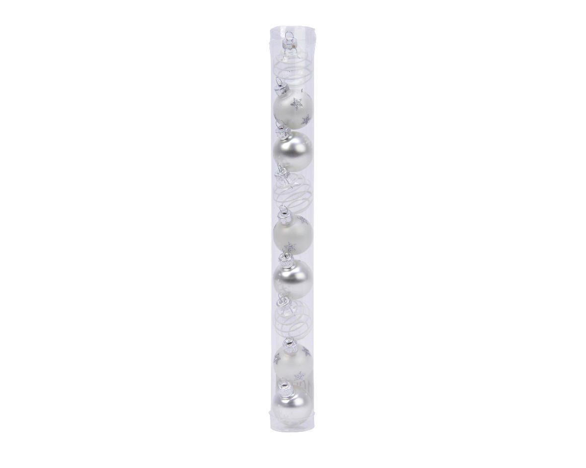 SET KUGLI ZA JELKU - srebrna, Lajfstajl, staklo (19/15,5/32cm) - X-Mas