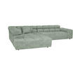 ECKSOFA  in Velours Mintgrün  213/317 cm  - Schwarz/Grau, Design, Kunststoff/Textil (213/317cm) - Hom`in