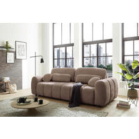 SCHLAFSOFA BUBBLE Webstoff Taupe  inkl. Zierkissen, Nierenkissen, Bettkasten, Liegefläche im Originalstoff  - Taupe/Schwarz, Design, Kunststoff/Textil (256/76/112cm) - MID.YOU