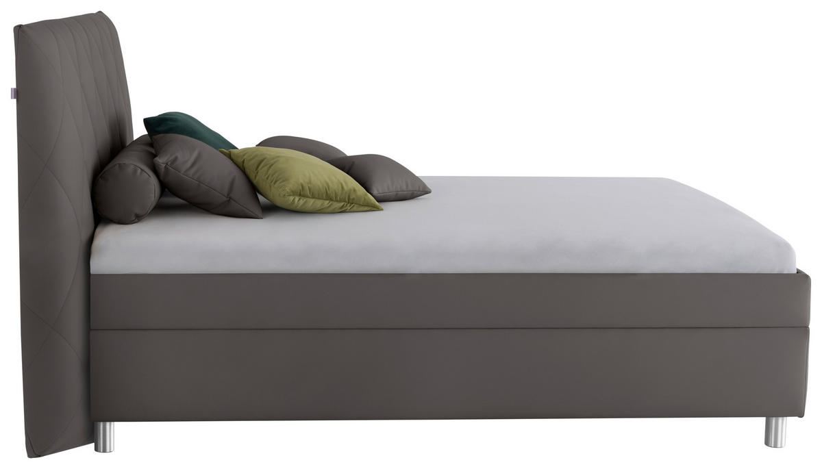 POLSTERBETT Matratze, gepolstertes Kopfteil, Lattenrost, Bettkasten 140/200 cm  in Grau  - Birkefarben/Silberfarben, KONVENTIONELL, Holz/Textil (140/200cm) - Esposa