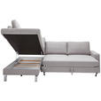 ECKSOFA Hellgrau Flachgewebe  - Chromfarben/Hellgrau, Design, Textil/Metall (200/276cm) - Hom`in